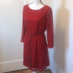 Red crochet dress